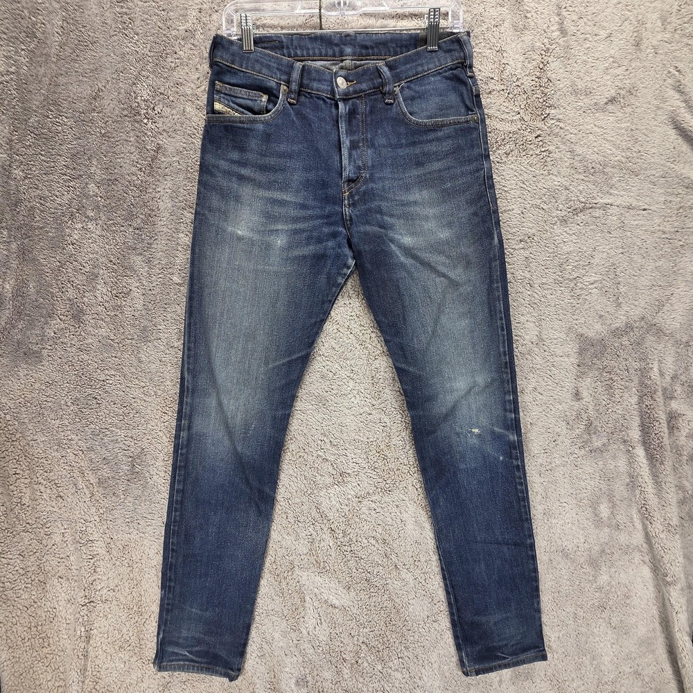 Diesel Jeans Mens 28x32 Blue D-Yennox Tapered Button Fly Stretch Dark Wash 009EQ